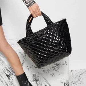 MZ WALLACE BLACK LACQUER SMALL METRO TOTE DELUXE SOLD OUT